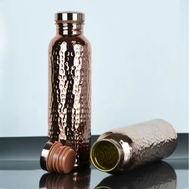 Hot 800ML Copper Drinking Bottle Hammer Pattern Leakproof Sports Water Bottle Outdoor Cycling Gym Fitness Travel Drinking Cup li