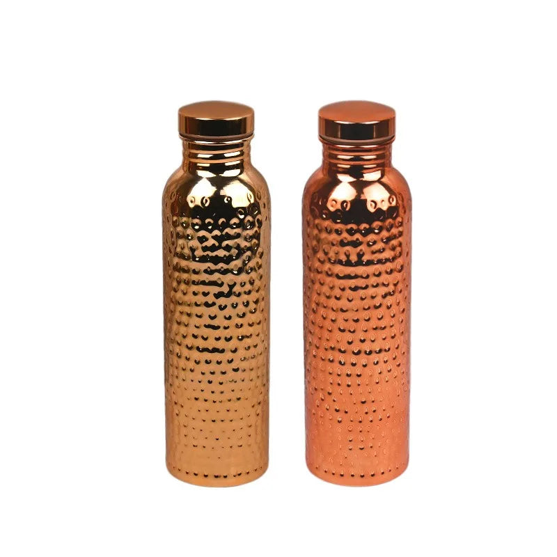 Hot 800ML Copper Drinking Bottle Hammer Pattern Leakproof Sports Water Bottle Outdoor Cycling Gym Fitness Travel Drinking Cup li