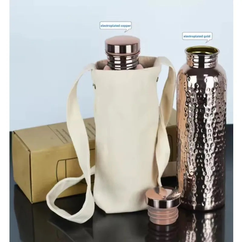 Hot 800ML Copper Drinking Bottle Hammer Pattern Leakproof Sports Water Bottle Outdoor Cycling Gym Fitness Travel Drinking Cup li
