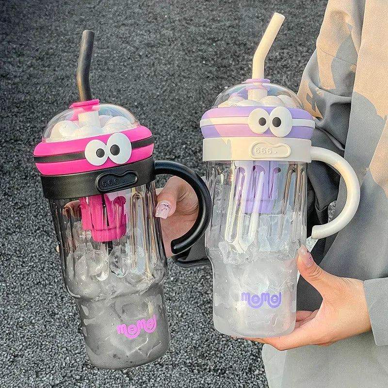 1280ml large capacity straw cup, outdoor plastic water bottle, office drinking cup, summer cup with high aesthetic value
