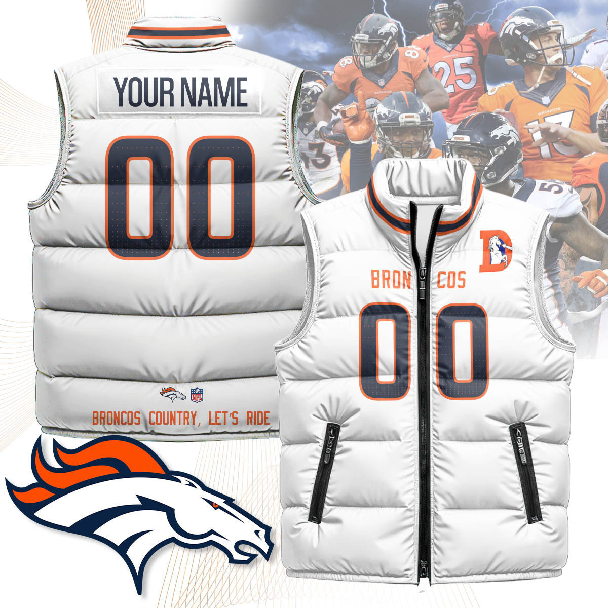 Denver Broncos Unisex Puffer Vest