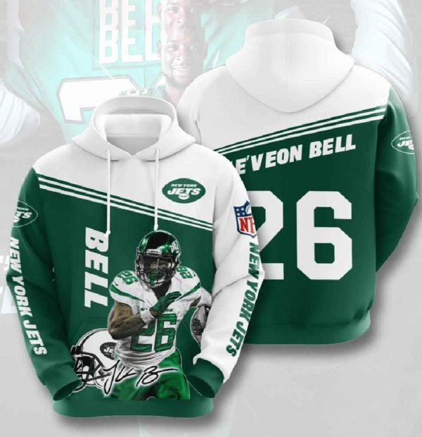 Nfl New York Jets 3d Hoodies Bell