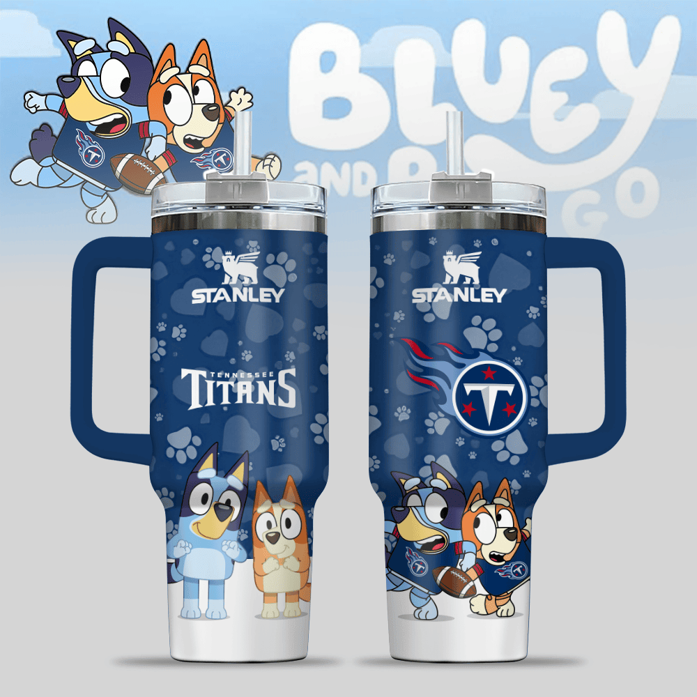 Tennessee Titans NFL x Bluey Custom Stanley Cup 40 oz 30 oz Tumbler With Handle